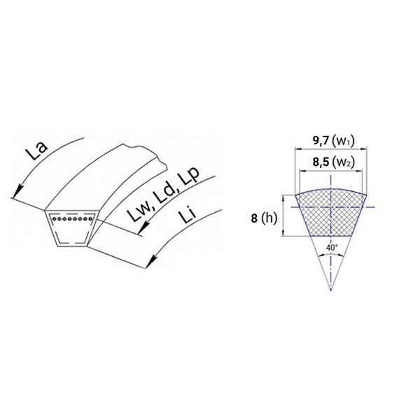 Ремень узкоклиновый SPZ 1237 Ld (SPZ1237) Contitech (Германия), 9,7x8x1237 мм SPZ00209 фото